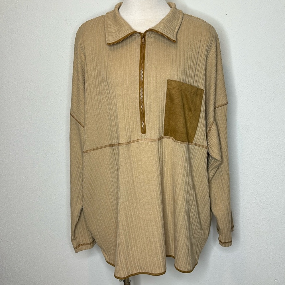 White Birch size 3X No Excuses Top 1/2 zip top